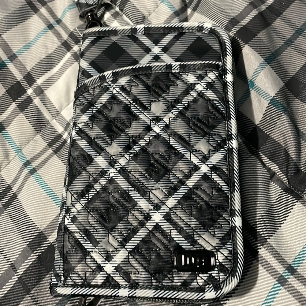 Grey and black clutch